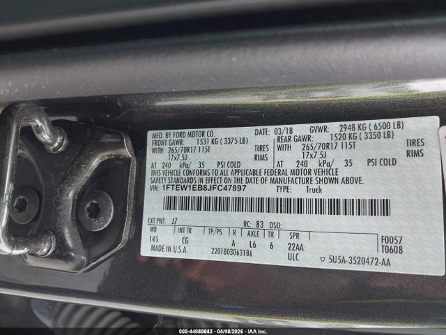 1FTEW1EB8JFC47897 Ford F-150 Xl