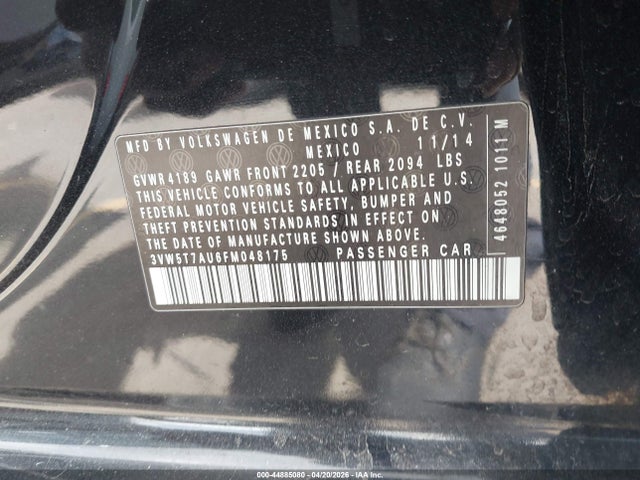 Продаж на аукціоні авто 2015 Volkswagen Golf Gti 2.0t S 4-door, vin: 3VW5T7AU6FM048175, номер лоту: 44885080