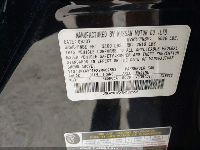 Aukcja sprzedaży 2007 Infiniti M35x, vin: JNKAY01FX7M462552, numer aukcji: 44885133