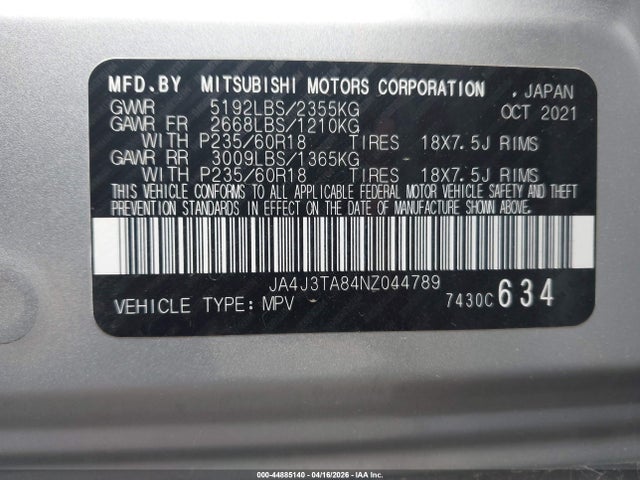 JA4J3TA84NZ044789 Mitsubishi Outlander Es 2.5 2wd