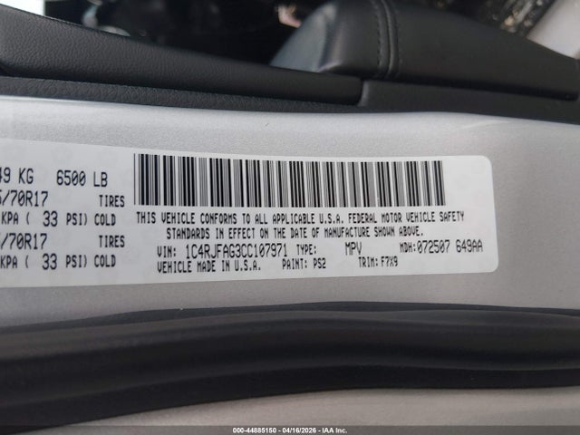 Aukcja sprzedaży 2012 Jeep Grand Cherokee Laredo, vin: 1C4RJFAG3CC107971, numer aukcji: 44885150