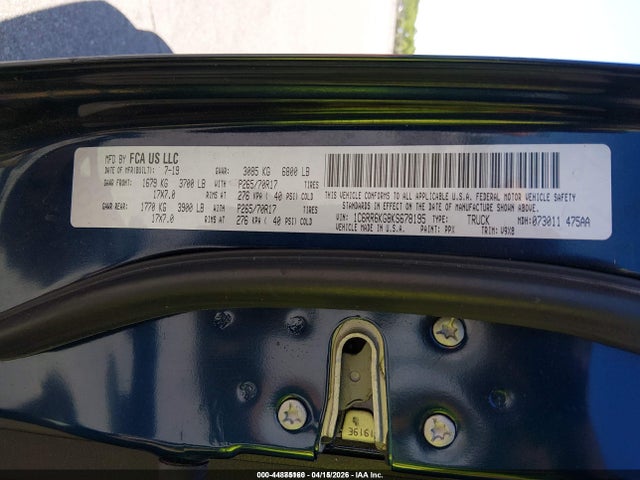 Продаж на аукціоні авто 2019 Ram 1500 Classic Tradesman  4x2 5'7 Box, vin: 1C6RR6KG8KS678195, номер лоту: 44885160