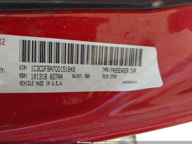 Продаж на аукціоні авто 2013 Dodge Dart Sxt, vin: 1C3CDFBA7DD151849, номер лоту: 44885188