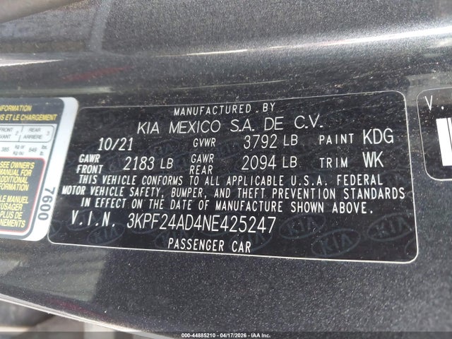 2022 KIA FORTE 3KPF24AD4NE425247 Photo 8