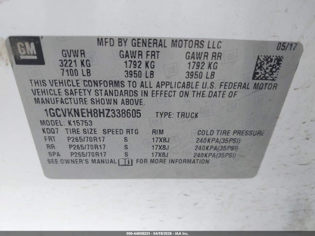 1GCVKNEH8HZ338605 Chevrolet Silverado 1500 Wt