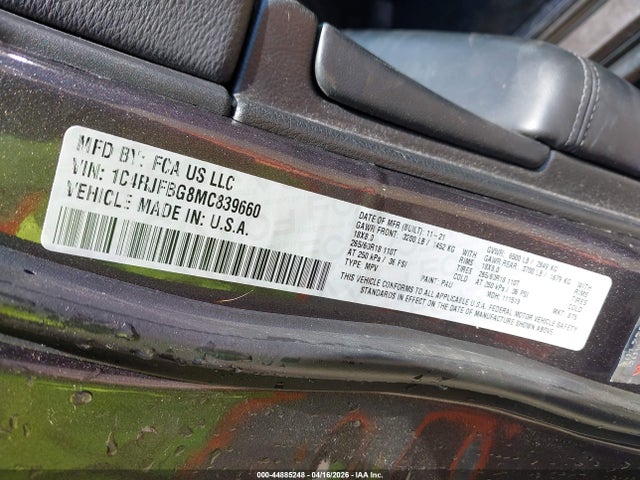 Продажа на аукционе авто 2021 Jeep Grand Cherokee Limited 4x4, vin: 1C4RJFBG8MC839660, номер лота: 44885248