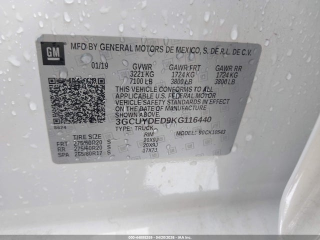 3GCUYDED9KG116440 Chevrolet Silverado 1500 Lt