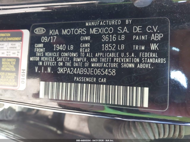 Продажа на аукционе авто 2018 Kia Rio Lx, vin: 3KPA24AB9JE065458, номер лота: 44885304