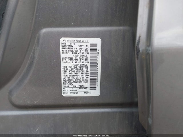 2010 NISSAN MURANO JN8AZ1MW6AW116501 Photo 8