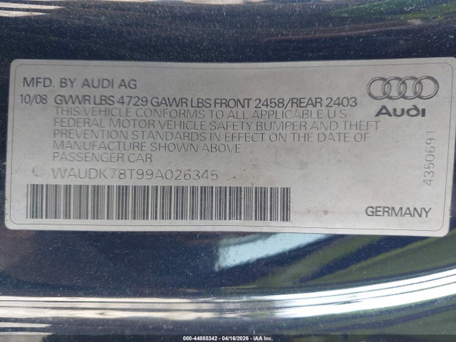 2009 AUDI A5 WAUDK78T99A026345 Photo 8