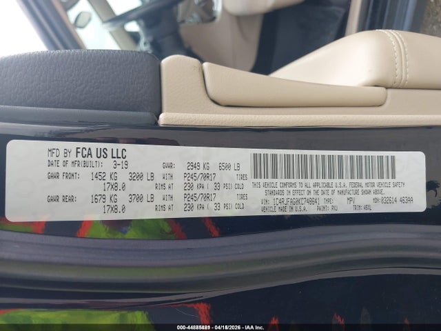 2019 Jeep Grand Cherokee Laredo E 4x4 მანქანა იყიდება აუქციონზე, vin: 1C4RJFAG0KC748641, აუქციონის ნომერი: 44885481