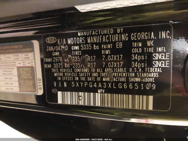 Aukcja sprzedaży 2020 Kia Sorento 2.4l L, vin: 5XYPG4A3XLG665139, numer aukcji: 44885490