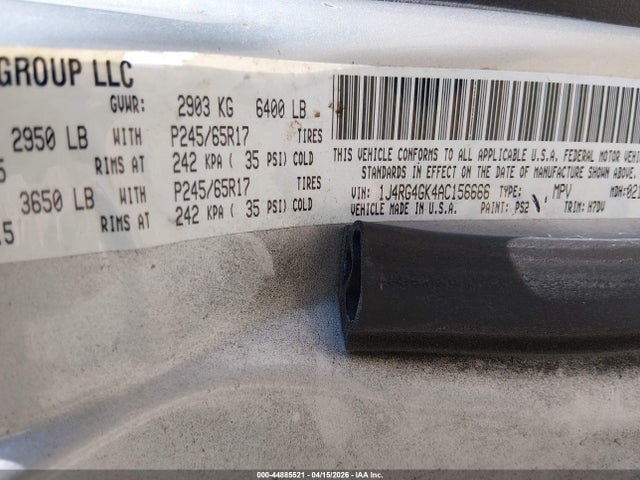Aukcja sprzedaży 2010 Jeep Commander Sport, vin: 1J4RG4GK4AC156666, numer aukcji: 44885521