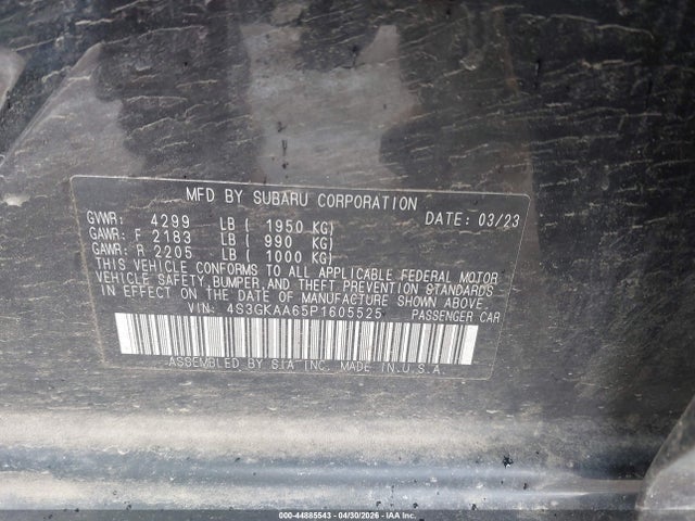 Aukcja sprzedaży 2023 Subaru Impreza Base, vin: 4S3GKAA65P1605525, numer aukcji: 44885543
