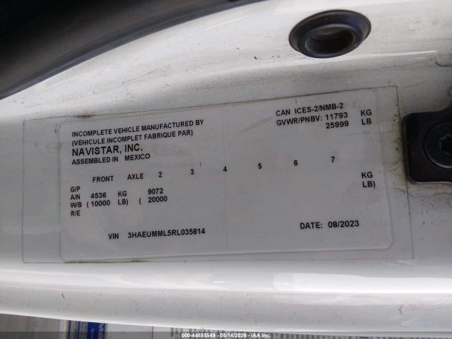 Продаж на аукціоні авто 2024 International Mv, vin: 3HAEUMML5RL035814, номер лоту: 44885549