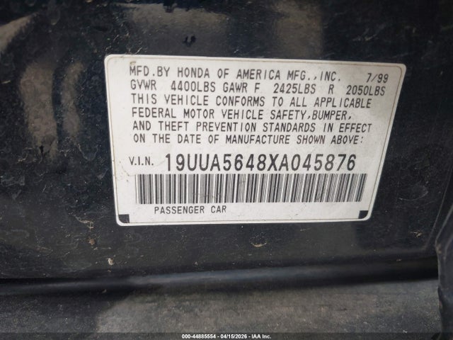 Aukcja sprzedaży 1999 Acura Tl 3.2, vin: 19UUA5648XA045876, numer aukcji: 44885554