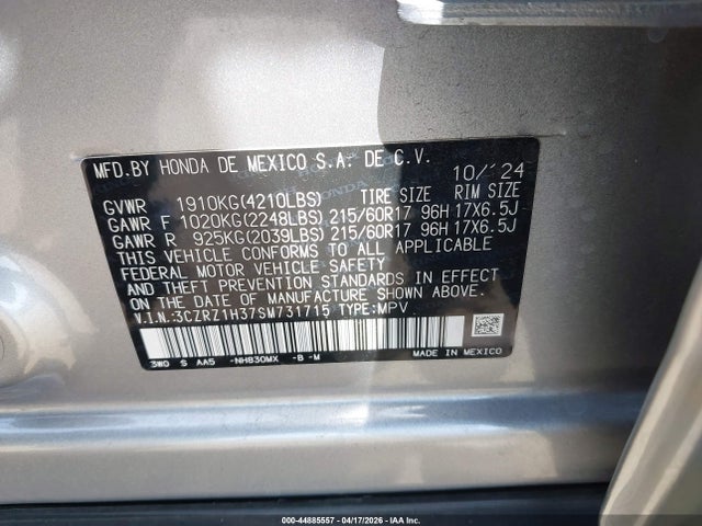 3CZRZ1H37SM731715 Honda Hr-v 2wd Lx