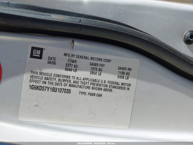 44885559 :رقم المزاد ، 1G6KD57Y16U107035 vin ، 2006 Cadillac Dts Standard مزاد بيع