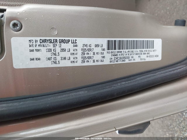 2013 Chrysler Town & Country Touring მანქანა იყიდება აუქციონზე, vin: 2C4RC1BGXDR563938, აუქციონის ნომერი: 44885626