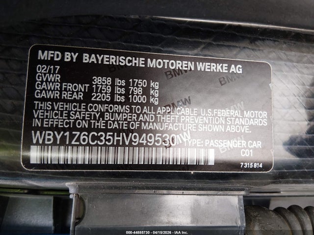 2017 BMW I3 WBY1Z6C35HV949530 Photo 8