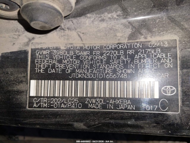 2013 Toyota Prius Three Se მანქანა იყიდება აუქციონზე, vin: JTDKN3DU1D1656748, აუქციონის ნომერი: 44885802