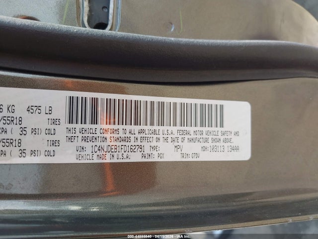 Jeep Compass Latitude 2015 1C4NJDEB1FD162791 Image 9