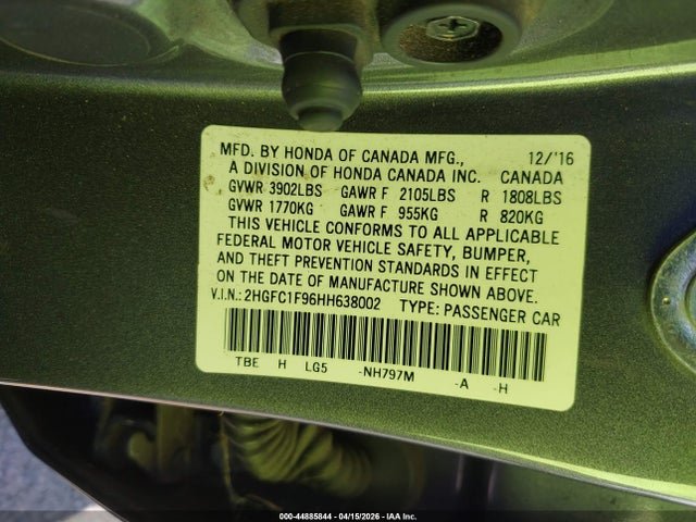 2HGFC1F96HH638002 Honda Civic Touring