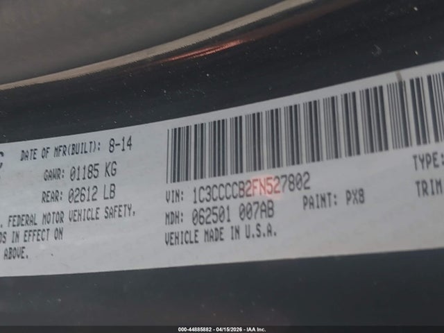 44885882 :رقم المزاد ، 1C3CCCCB2FN527802 vin ، 2015 Chrysler 200 C مزاد بيع