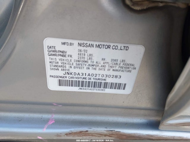 Aukcja sprzedaży 2002 Infiniti I35 Luxury, vin: JNKDA31A02T030283, numer aukcji: 44885917