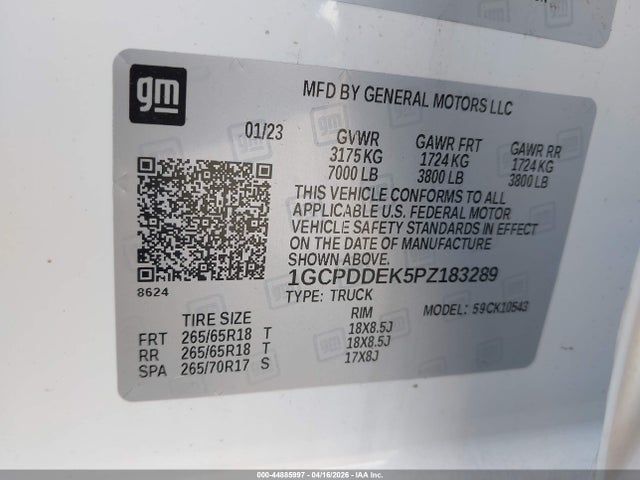 1GCPDDEK5PZ183289 Chevrolet Silverado 1500 4wd Standard Bed Lt