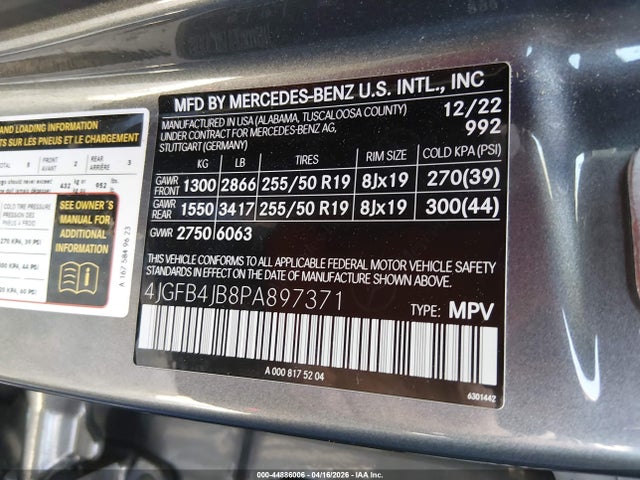 2023 Mercedes-benz Gle 350 მანქანა იყიდება აუქციონზე, vin: 4JGFB4JB8PA897371, აუქციონის ნომერი: 44886006