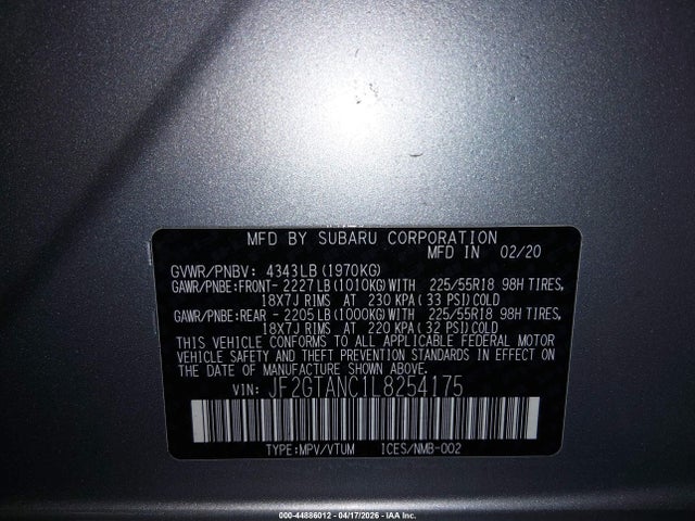 JF2GTANC1L8254175 Subaru Crosstrek Limited