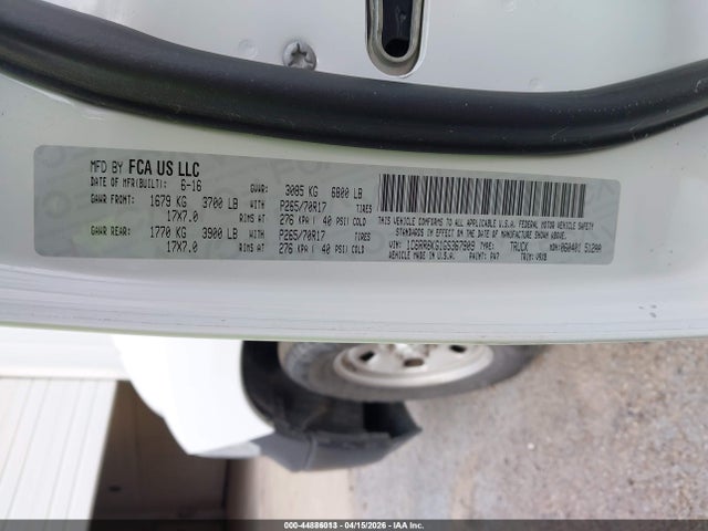 44886013 :رقم المزاد ، 1C6RR6KG1GS367909 vin ، 2016 Ram 1500 Tradesman مزاد بيع