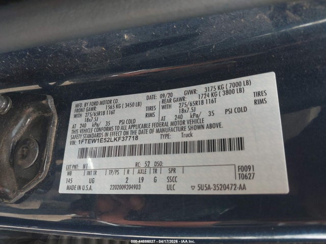 1FTEW1E52LKF37718 Ford F-150 Xlt