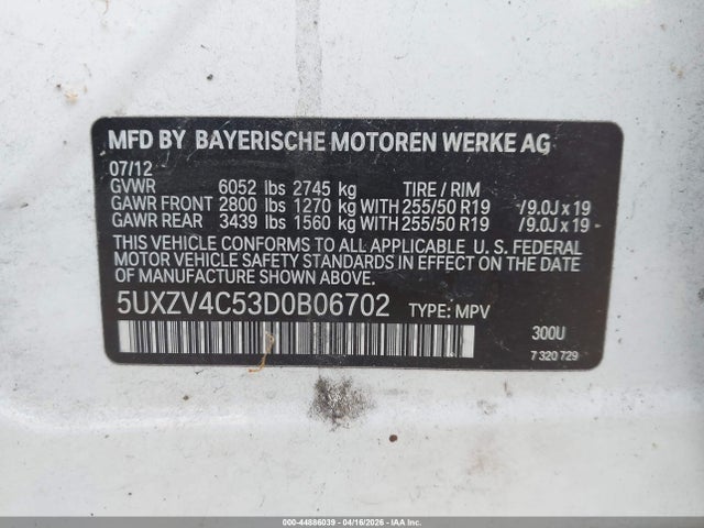 Продажа на аукционе авто 2013 Bmw X5 Xdrive35i/xdrive35i Premium/xdrive35i Sport Activity, vin: 5UXZV4C53D0B06702, номер лота: 44886039