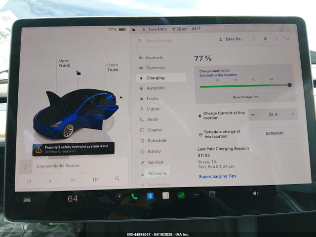 44886047 :رقم المزاد ، 5YJ3E1EA7NF191494 vin ، 2022 Tesla Model 3 Rear-wheel Drive مزاد بيع