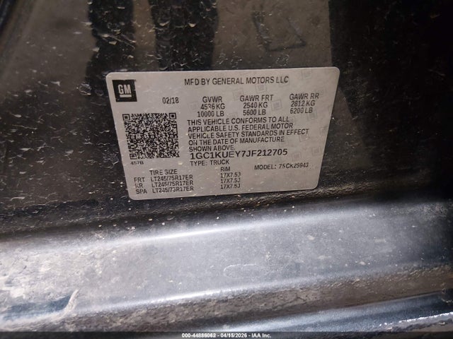 1GC1KUEY7JF212705 Chevrolet Silverado 2500hd Wt