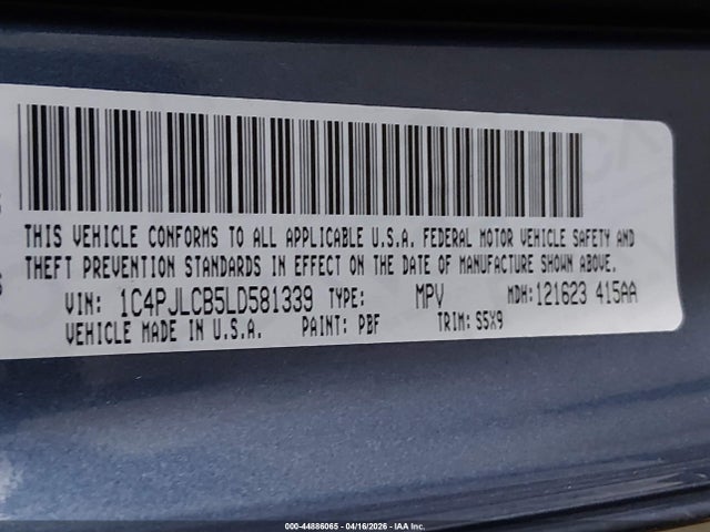 Aukcja sprzedaży 2020 Jeep Cherokee Latitude Fwd, vin: 1C4PJLCB5LD581339, numer aukcji: 44886065