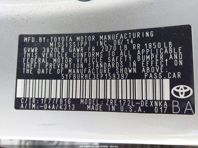 Toyota Corolla Le Plus 2014 5YFBURHE3EP159397 Image 9
