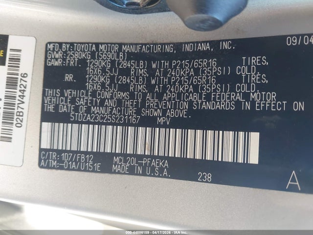 2005 TOYOTA SIENNA 5TDZA23C25S231167 Photo 8