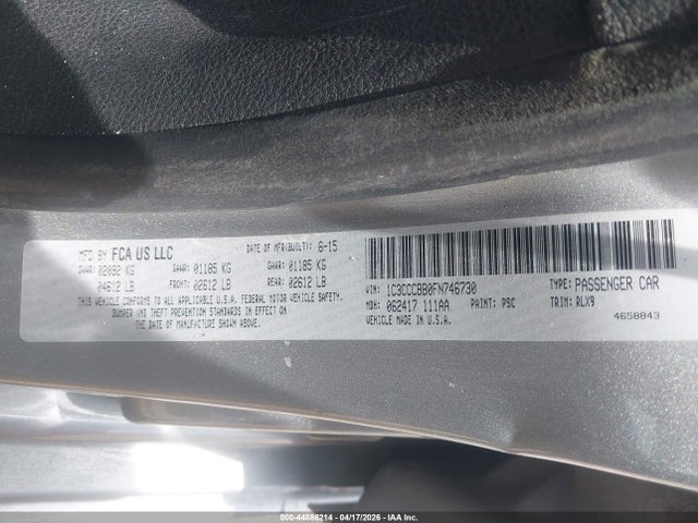 Продажа на аукционе авто 2015 Chrysler 200 S, vin: 1C3CCCBB0FN746730, номер лота: 44886214