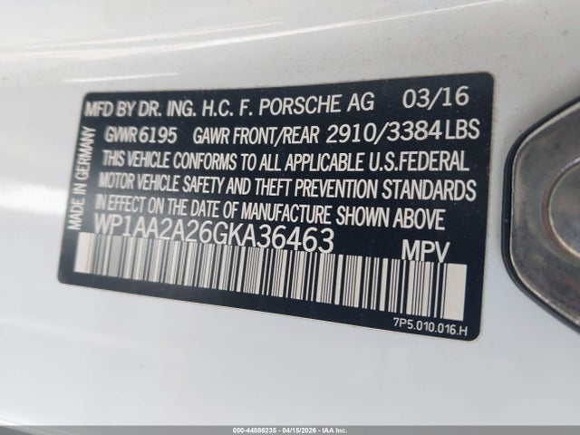 Porsche Cayenne 2016 WP1AA2A26GKA36463 Image 9