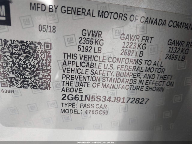 Продаж на аукціоні авто 2018 Cadillac Xts Luxury, vin: 2G61N5S34J9172827, номер лоту: 44886242
