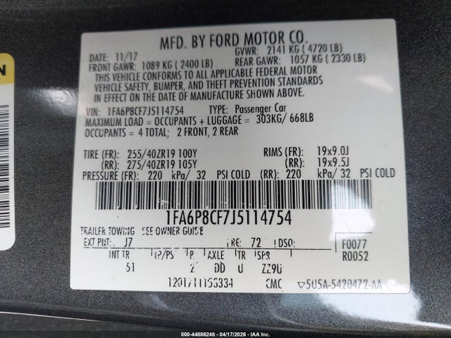 Ford Mustang Gt Premium 2018 1FA6P8CF7J5114754 Image 9