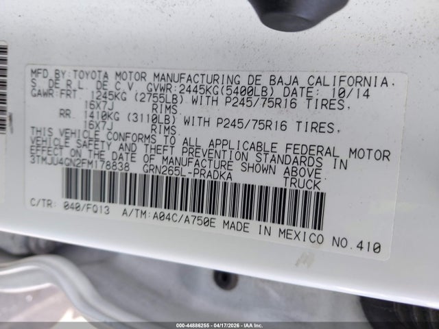 Aukcja sprzedaży 2015 Toyota Tacoma Prerunner V6, vin: 3TMJU4GN2FM178838, numer aukcji: 44886255