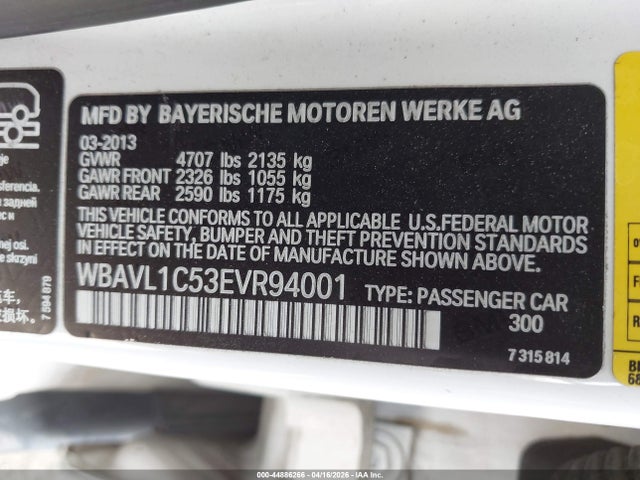 44886266 :رقم المزاد ، WBAVL1C53EVR94001 vin ، 2014 Bmw X1 Xdrive28i مزاد بيع
