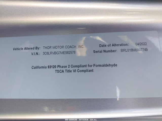 3C6LRVBG7ME582578 RAM Promaster 1500 High Roof 136 Wb