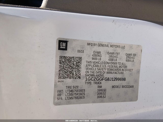 Продажа на аукционе авто 2018 Chevrolet Express 3500 Work Van, vin: 1GCZGGFG8J1299698, номер лота: 44886329