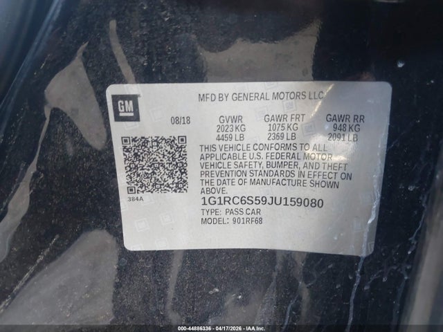 Aukcja sprzedaży 2018 Chevrolet Volt Lt, vin: 1G1RC6S59JU159080, numer aukcji: 44886336