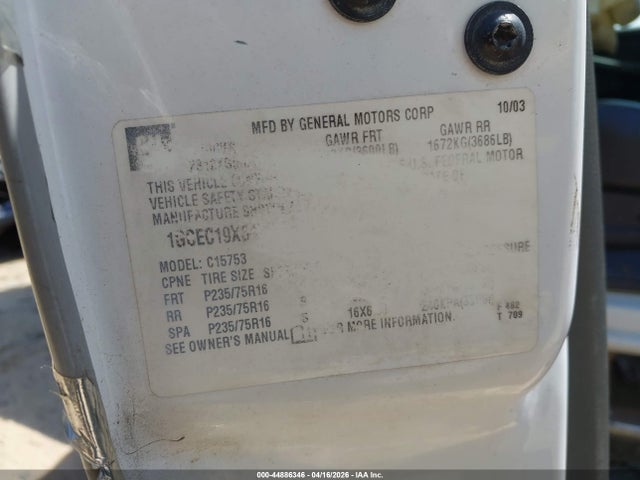 44886346 :رقم المزاد ، 1GCEC19X34Z193006 vin ، 2004 Chevrolet Silverado 1500 Work Truck مزاد بيع